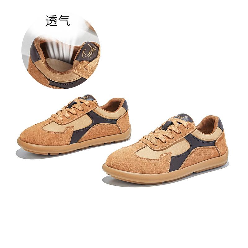 Leather retro little white shoes women's autumn new flat bottom tilted head sports shoes casual women's shoes versatile shoes children