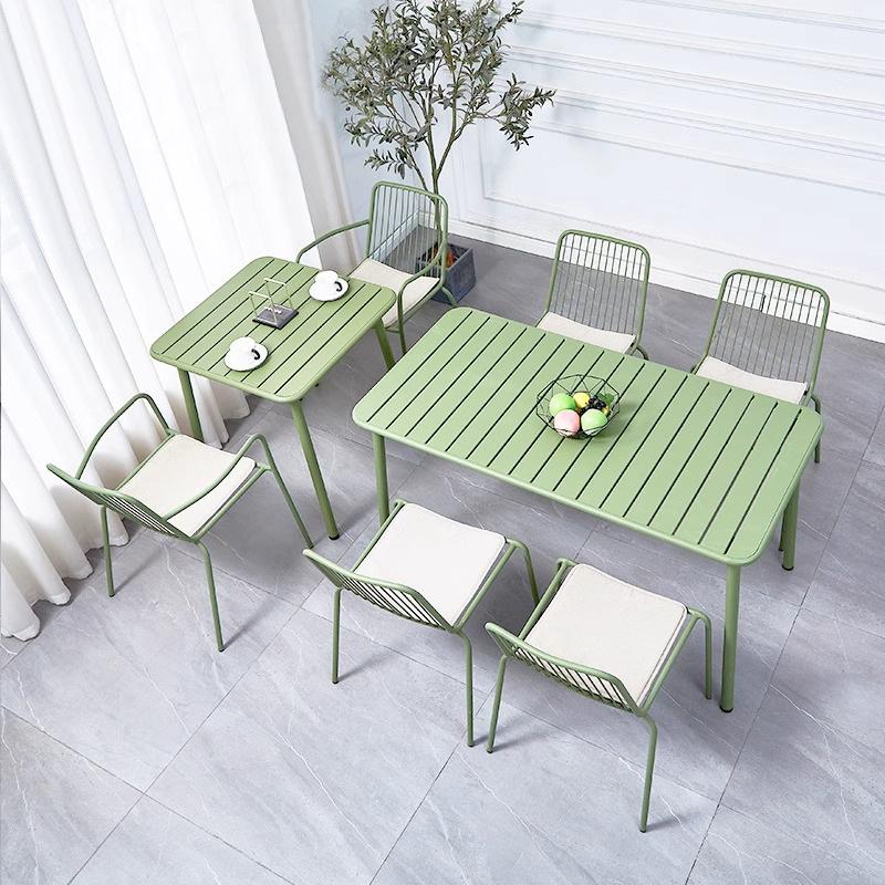 Modern Wrought Iron Outdoor Table & Chair Set for Garden, Courtyard, or Balcony