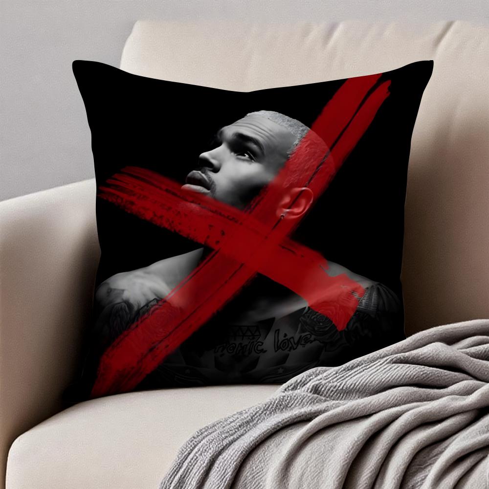 Album Cover CChris BBrown Cushion Cover Pillowcase Antidustmite Invisible Zipper Short Plush Sofa Cushion