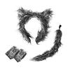 Wolf Ear Tail Set Realistic Design Plush Headband Gloves Tail Set Halloween Parties Role-Playing Accessories