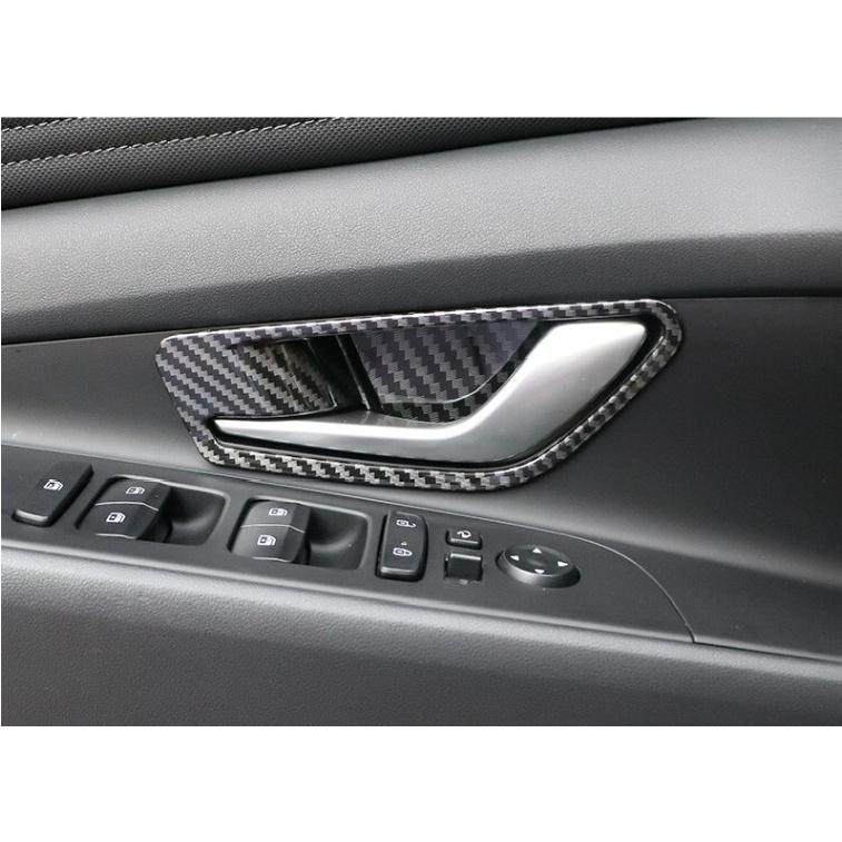 For Hyundai Elantra 2021-2025 Carbon Fiber Inner Door Handle Bowl Cover Trim 4PC