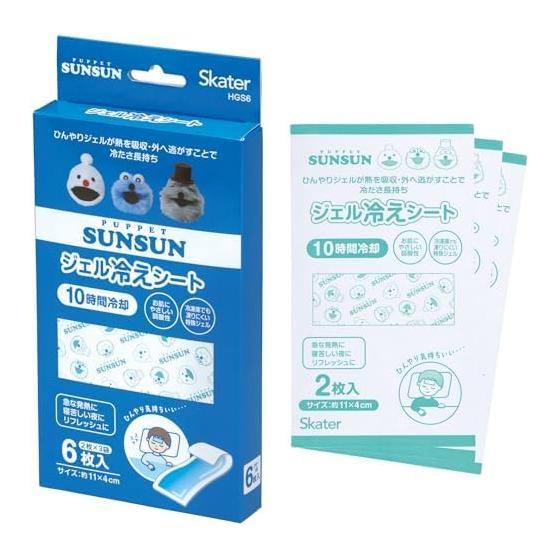 Skater Gel Cooling Sheet Cooling Gel Sheet Cool Heat Cooling 6 Pieces 2 Pieces x 3 Bags 10 Hours Cooling Puppet Soonsun HGS6-A