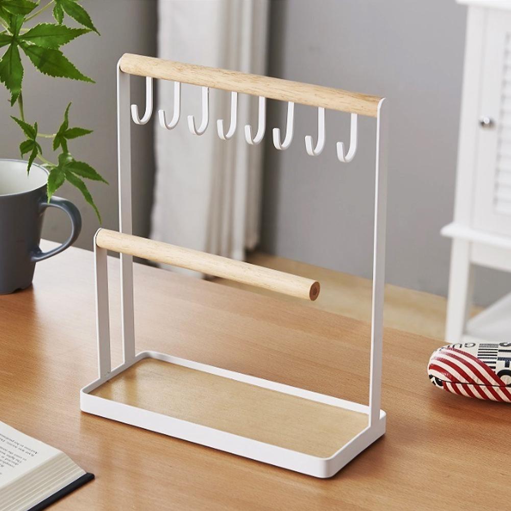Modern Metal 2 Tier Tabletop Bracelet Necklace Jewelry   Display Tree Rack with Tray