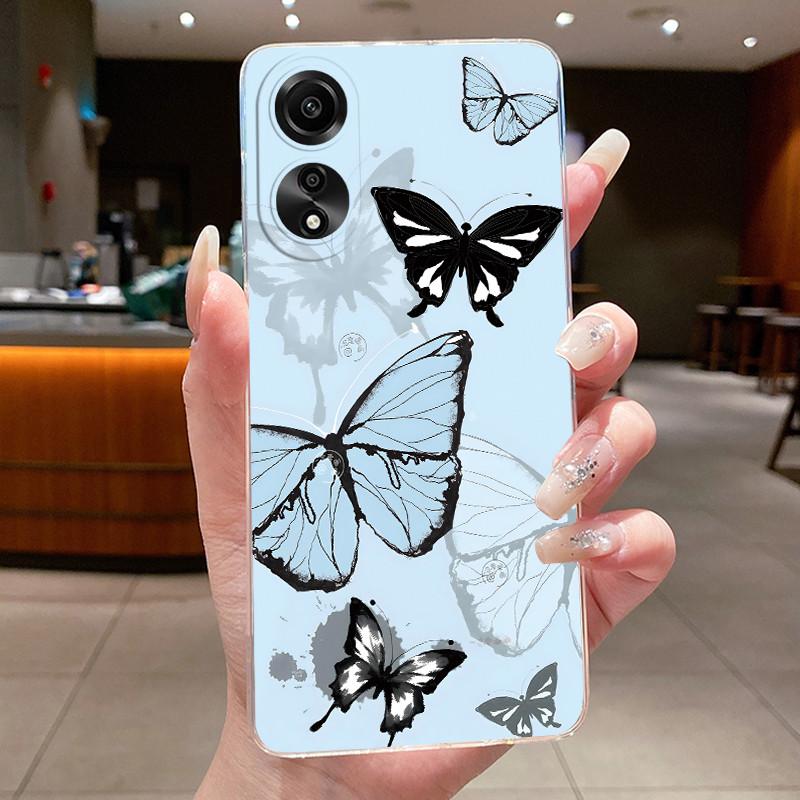 Case For OPPO A78 4G 5G A98 F23 A1X Flower Butterfly Phone Cases For Oppo A98 Soft Silicone Capa Transparent TPU Jelly Cover