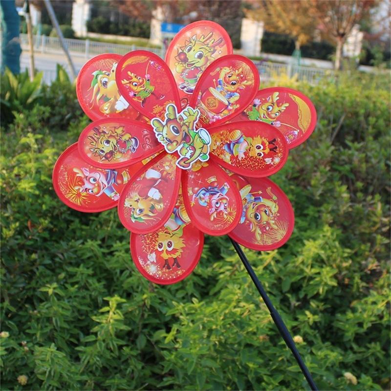 Colorful Cartoon Dragon Wheels Windmill for Children Outdoor Activities and Garden Decoration Kids Windmill Toy Supplies