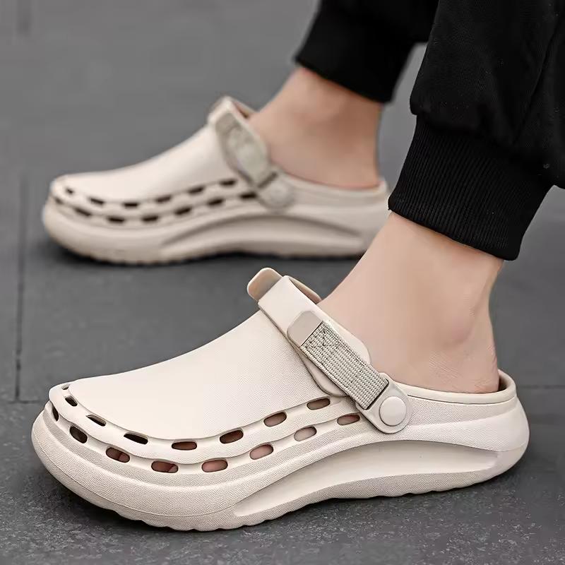 Quick-Dry EVA Solid Color Mens Sandals Fashion Trendy Lightweight Outdoor Travel Essentials Beach Shoes Casual Men’s Slippers