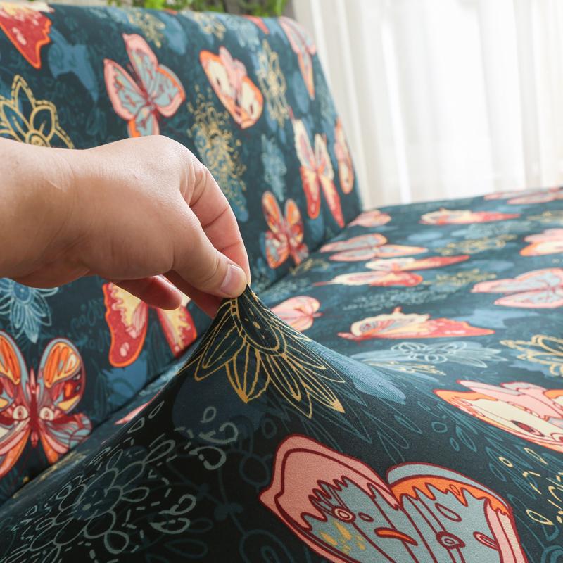 LANMOLIFE Armless Futon Slipcovers Stretch Folding Sofa Bed Cover with Elastic Bottom, Printed Fitted Couch Cover