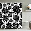 Black White Floral Shower Curtain Bathroom Decor Waterproof Fabric With Hooks Set For Bathtub Or Tub Perfect Gift Idea