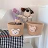 1 PC Cute Woven Rope Storage Basket with Plush Bear Design - Multi Purpose Desktop Storage Box, Modern Style, Rack Basket