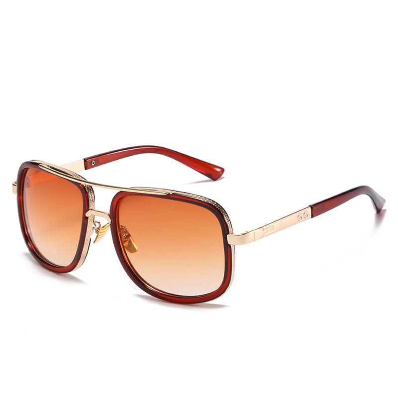 This Year s Very Popular Thick Frame Women s Sunglasses Outdoor Travel Beach Sunglasses Men Fashion Square Vintage Metal Frame коричневый