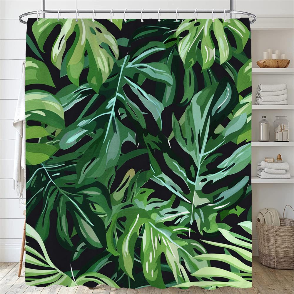 Green Plant Leaf Vines Flower Shower Curtain Print Modern Nordic Leaves Polyster Home Decor Bathroom Curtain With Hooks