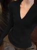 Women's Solid V-Neck Knitted Sweater: New Autumn/Winter Style, Slim Fit, Versatile Long-Sleeve Top