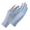 Sunscreen gloves summer women's outdoor UV protection and non-slip two-finger thin driving touch screen cool silk gloves