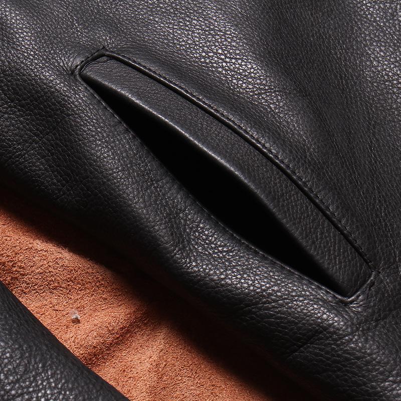 American retro Mendoza farmer heavy industry washed leather old men's tea core vegetable tanned imitation cowhide pattern leather jacket