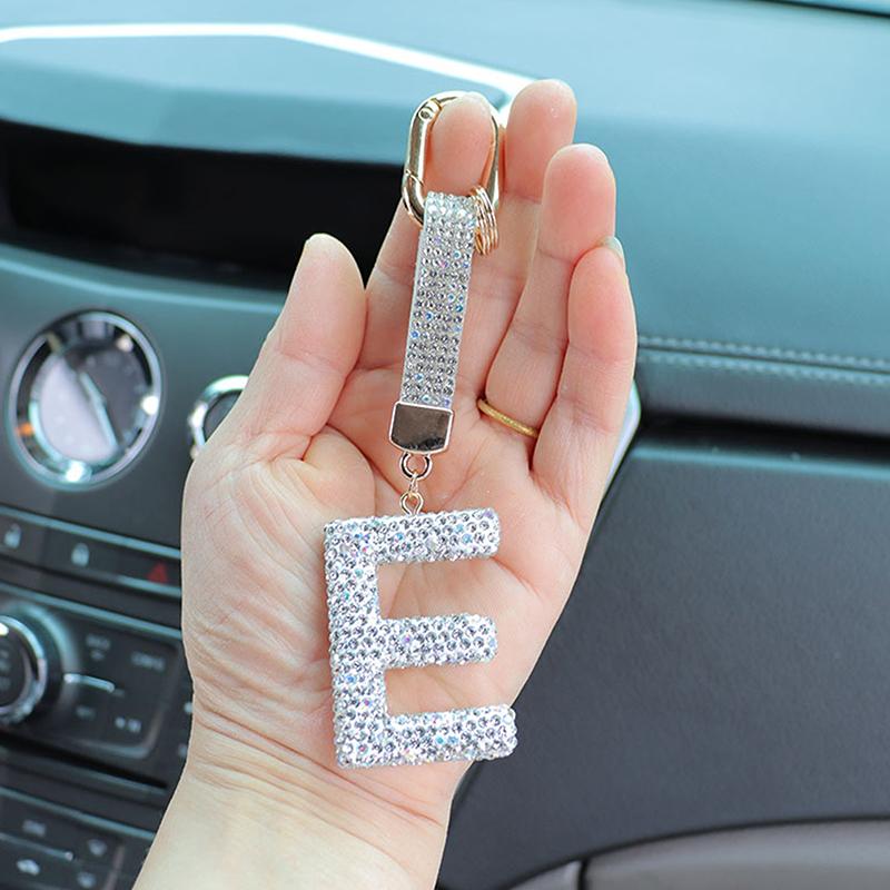 Fashion Sparkling Rhinestone Alphabet Keychain Cute Letter Charm Key Ring Exquisite Backpack Decoration Accessories Gifts