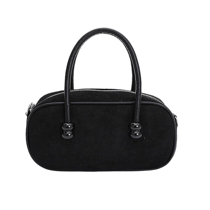 2025 Niche Suede Solid Color Boston Bag: Stylish Versatile Women s Crossbody & Shoulder Handbag