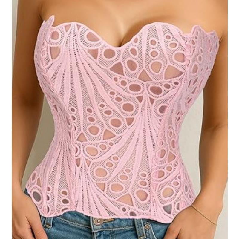 Kant Corset Top met Uitgesneden Design