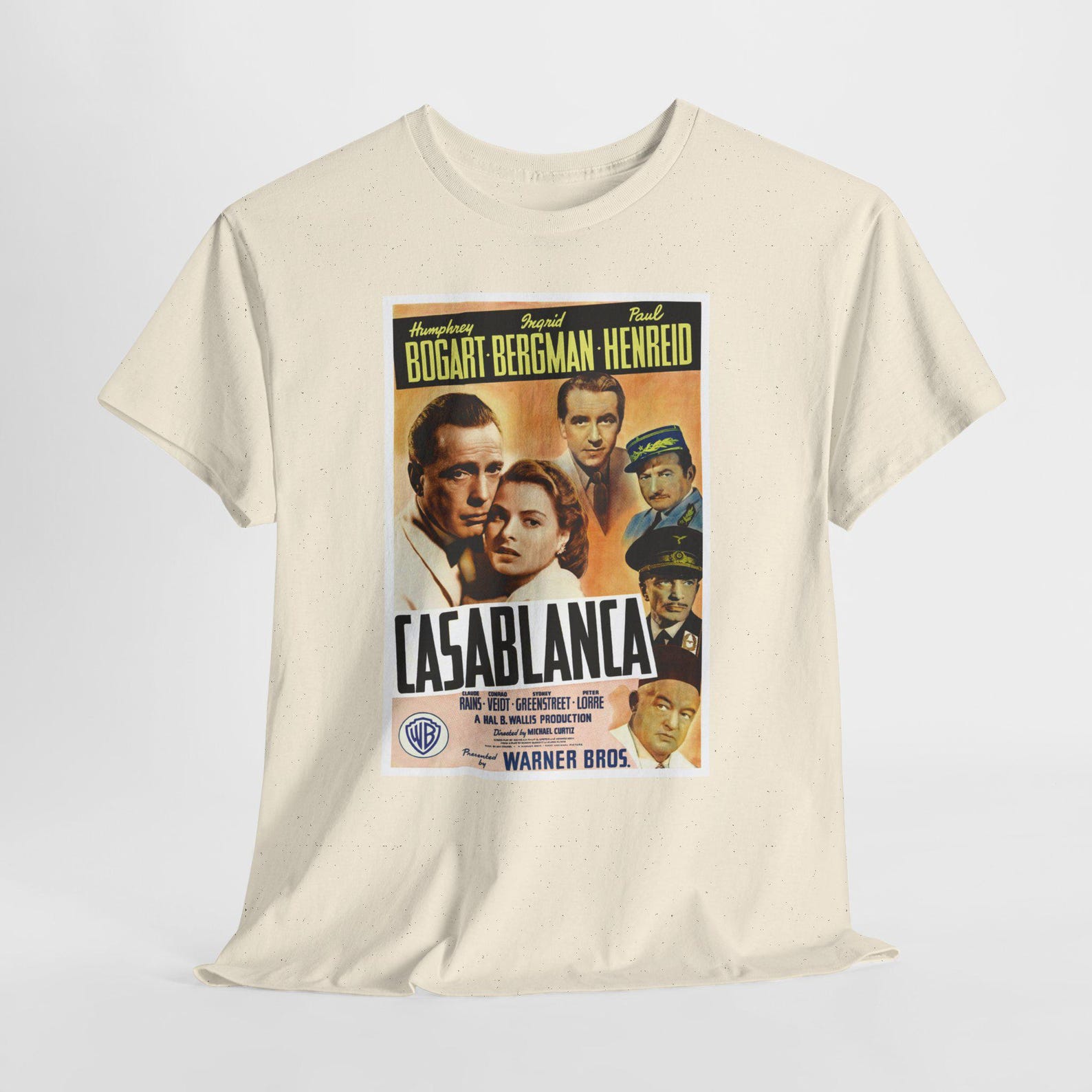 Casablanca Movie Unisex Heavy Cotton Tee, Film Lover T-Shirt, Graphic Tee, Retro Cinema Shirt, Cult Classic Apparel L