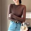 Spring Autumn Women's New Spliced Pullovers Half High Collar Fashion Solid Color Slimming Minimalist Casual Long Sleeve Top