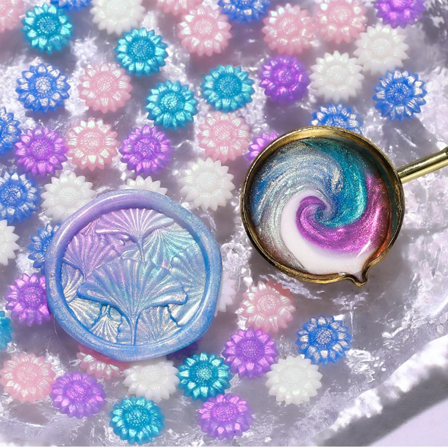 100 Stück/Beutel Aurora Sonnenblume Gemischte Farbe Siegelwachsperlen, für Hochzeitseinladungen, Briefumschläge, Wein-Geschenkverpackungen