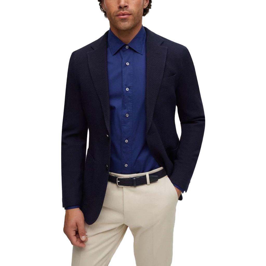 HUGO BOSS Shirts Men's Dark Blue Lapel Moderate Other 50488863-407