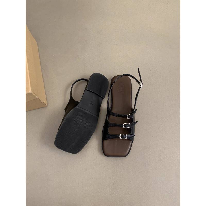 Roma Flat Sandals For Women Summer Fashion Pu Hollow Out Beach Shoes