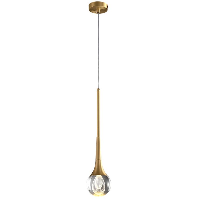 Nordic Crystal Single-Head Pendant Light for Bedroom or Dining Room