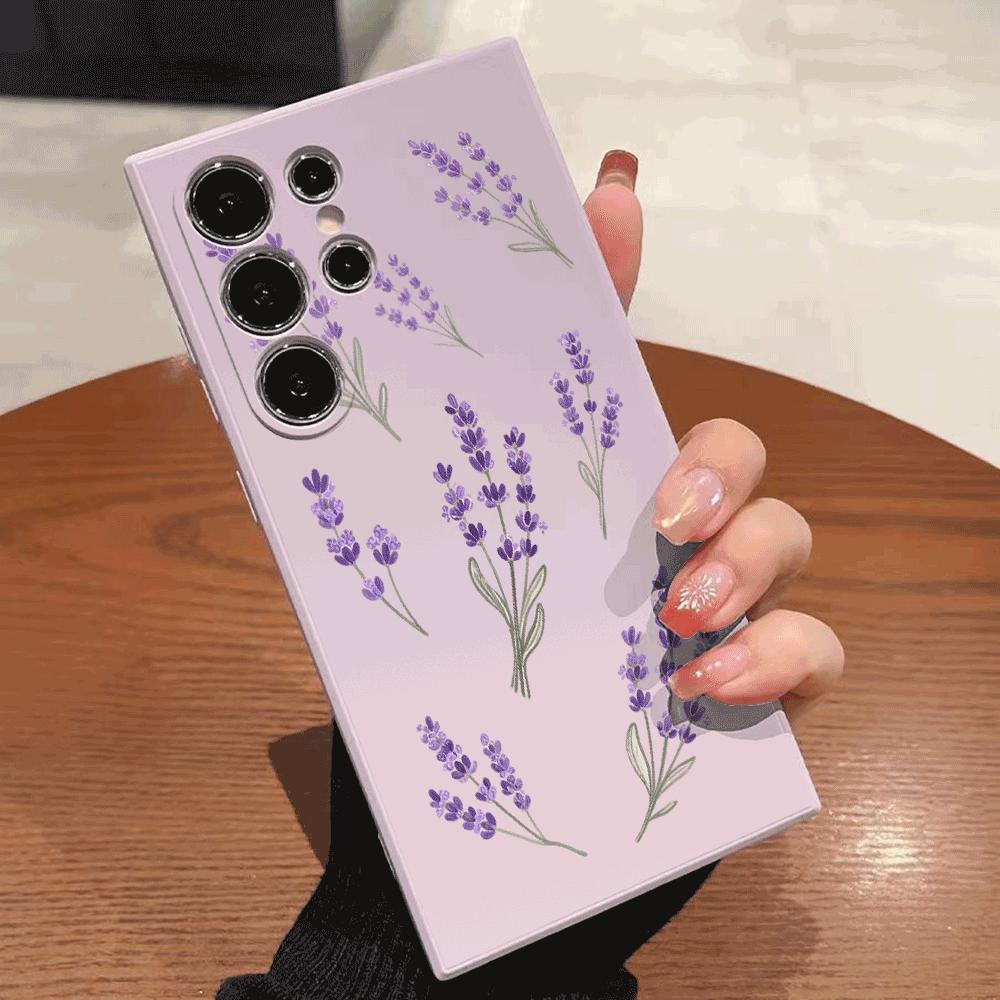 Purple Lavender Pattern Phone Case for Samsung Galaxy S25 S24 Ultra S23 S22 S21 S20 FE Plus Soft TPU Protection Cover