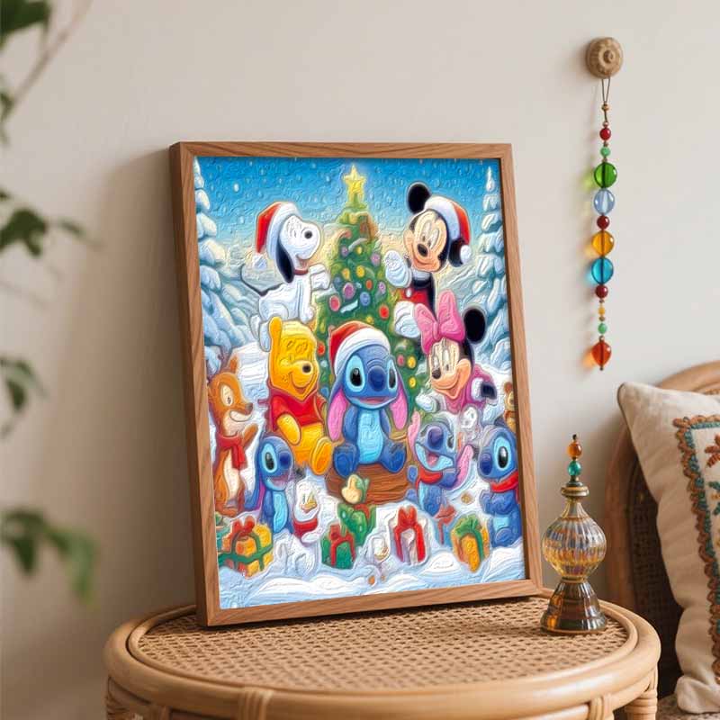 Disney Christmas Friends Oil Paint Art Painting Kit Home Wall Decor Handmade Gift Holiday DIY Art Kits Crafts Festive Xmas Decor Set