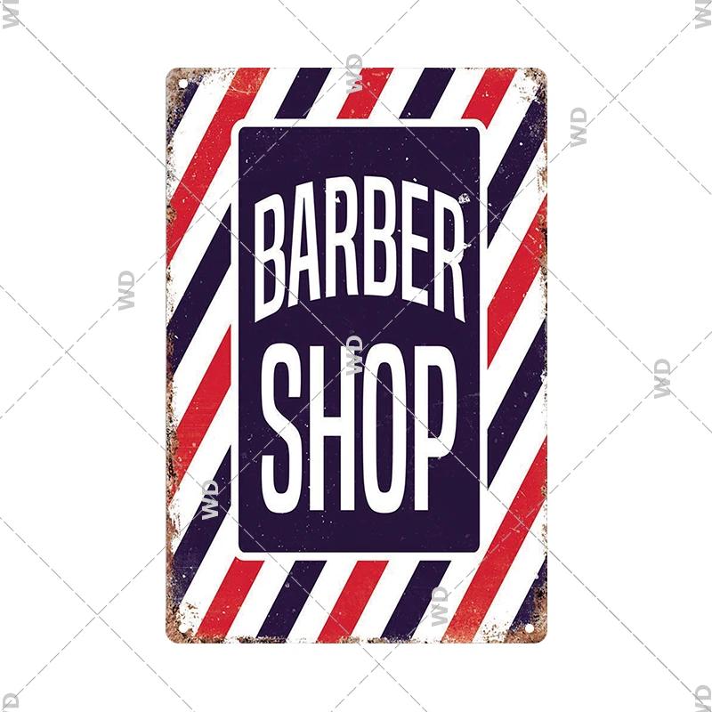 Classic Barber Shop Vintage Tin Signs Decorative Metal Plaque Metal Retro Wall Plates Salon Haircut and Shave Poster Wall Decor