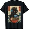 Adorable Kawaii Cat Gaming T-Shirt with Ramen Design - Retro Japanese Style