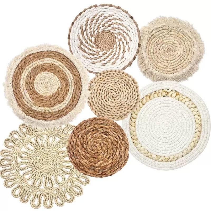 3/4/7pcs Bohemian Style Wall Basket Set Hanging Wall Basket Decoration Bohemian Style Wall Decoration Environmental Round Art