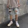 JYL Men's Denim Shorts Summer Vintage High-Street Ripped Trendy Casual Fifth Pants Denim