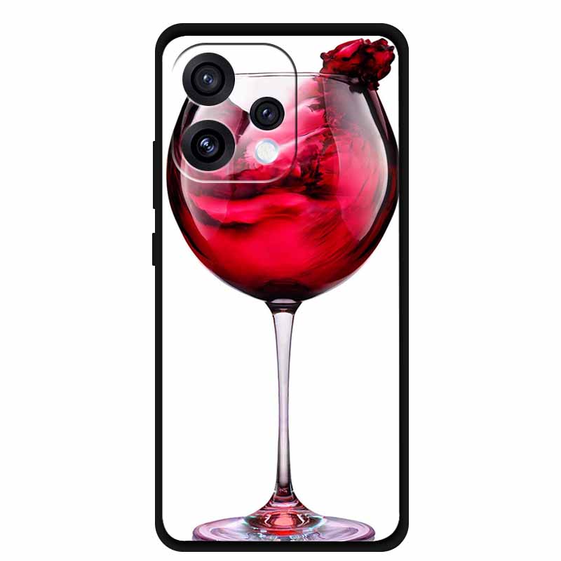 Case For Oppo Reno 15C 5G Colorful Flowers Black Soft Silicone TPU Phone Cases For Oppo Reno15 5G Shells Protection Bumper Funda