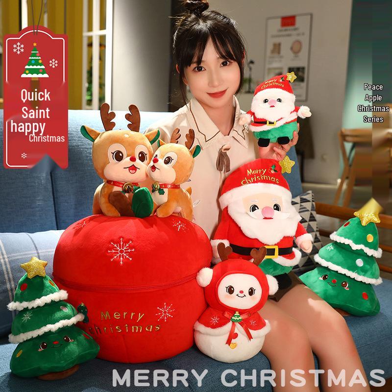 Santa & Reindeer Plush Toy - Cute Christmas Eve Gift for Girls