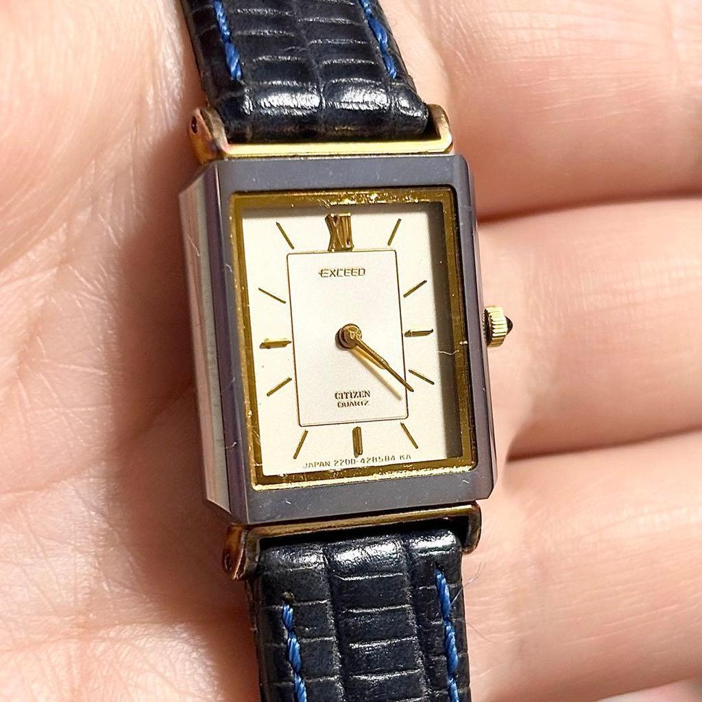 Used Working CITIZEN EXCEED 80s Vintage Watch Square Tank