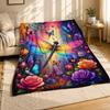 Rainbow Dragonfly Flower Garden Coral Fleece Blanket Nature Decor