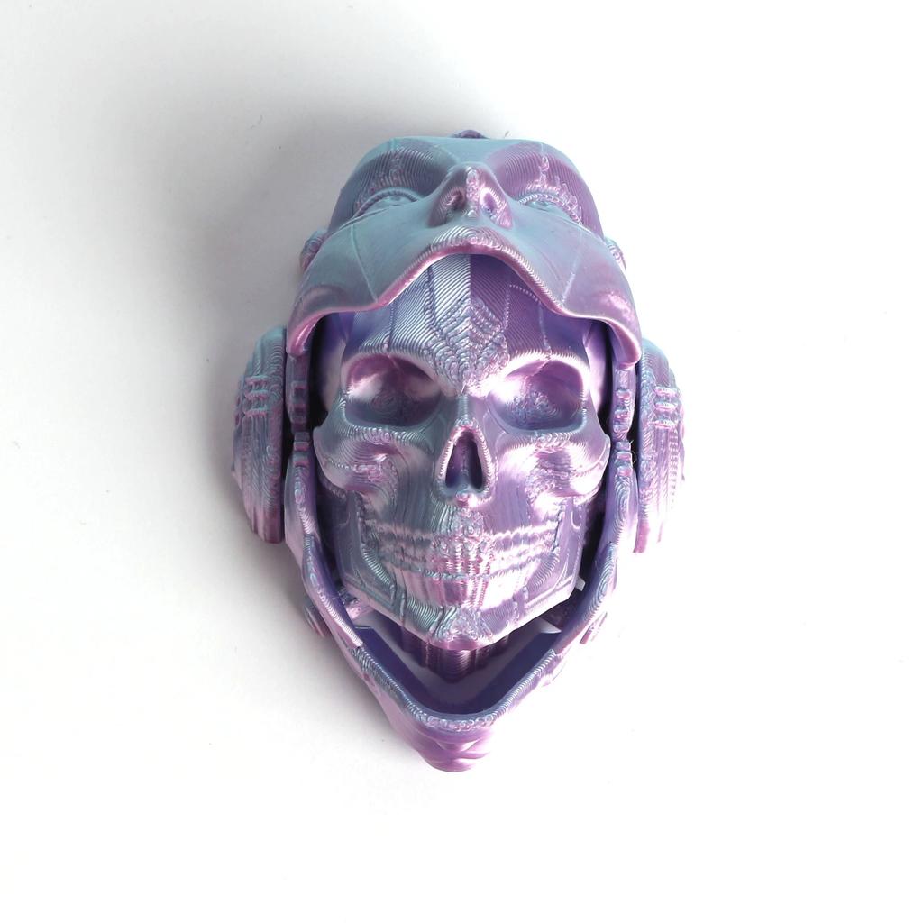 3D Printed Mechanical Skull Figurine: Transformable, Desktop Decor, Holiday Gift (Halloween/Xmas), Multi-Color, Durable