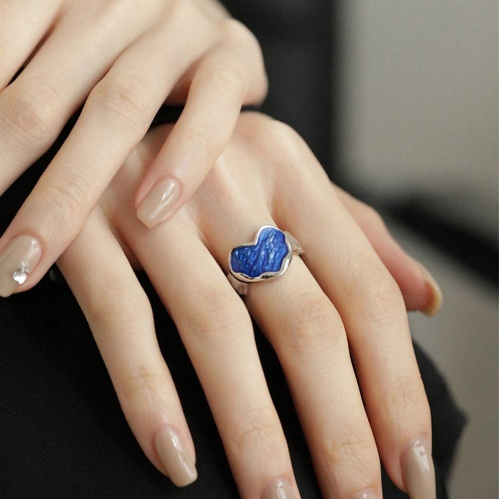 

Finger Ring Copper Gothic Heart Trendy Colorful Ring Women Opening Ring Girl Y2k Ring Drop Oil Ring