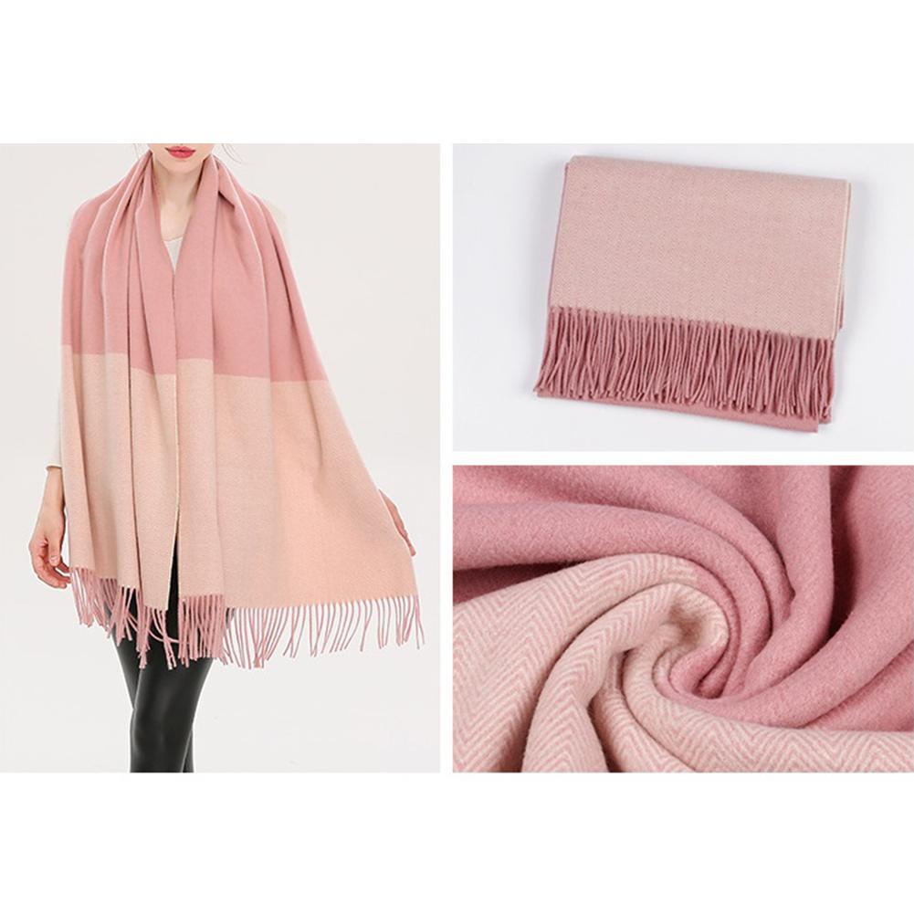 Unisex Fashion Faux Cashmere Shawl Color Matching Scarf Cape with Tassels Warm Pashmina Gift