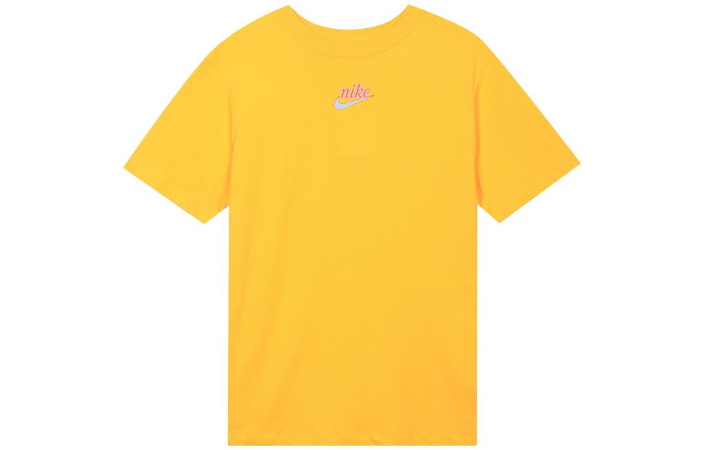 Nike Women'ss Logo Print Cartoon Crewneck Retro T-Shirt Yellow DV3204-739