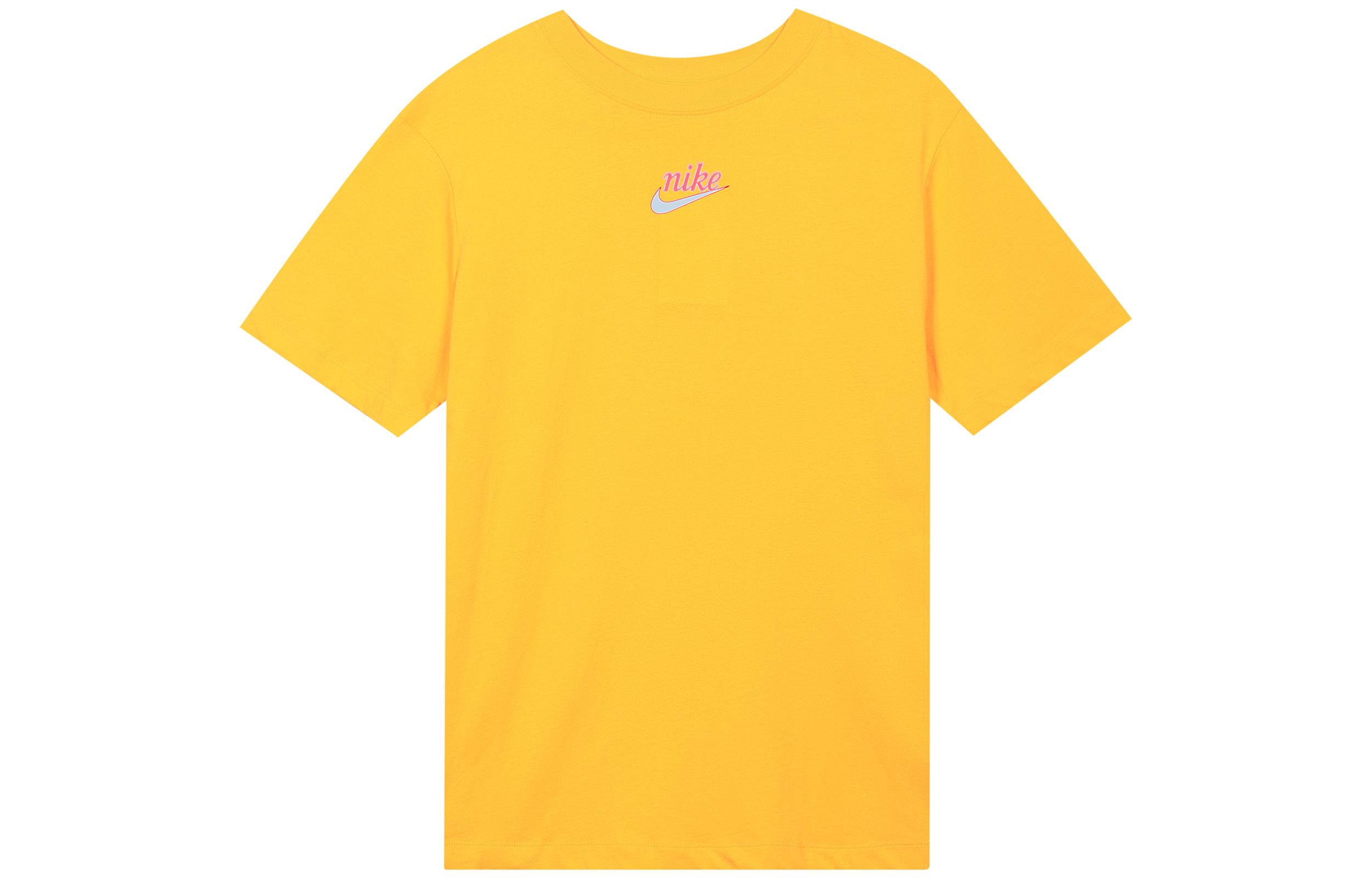 Nike Women ss Logo Print Cartoon Crewneck Retro T-Shirt Yellow DV3204-739 L