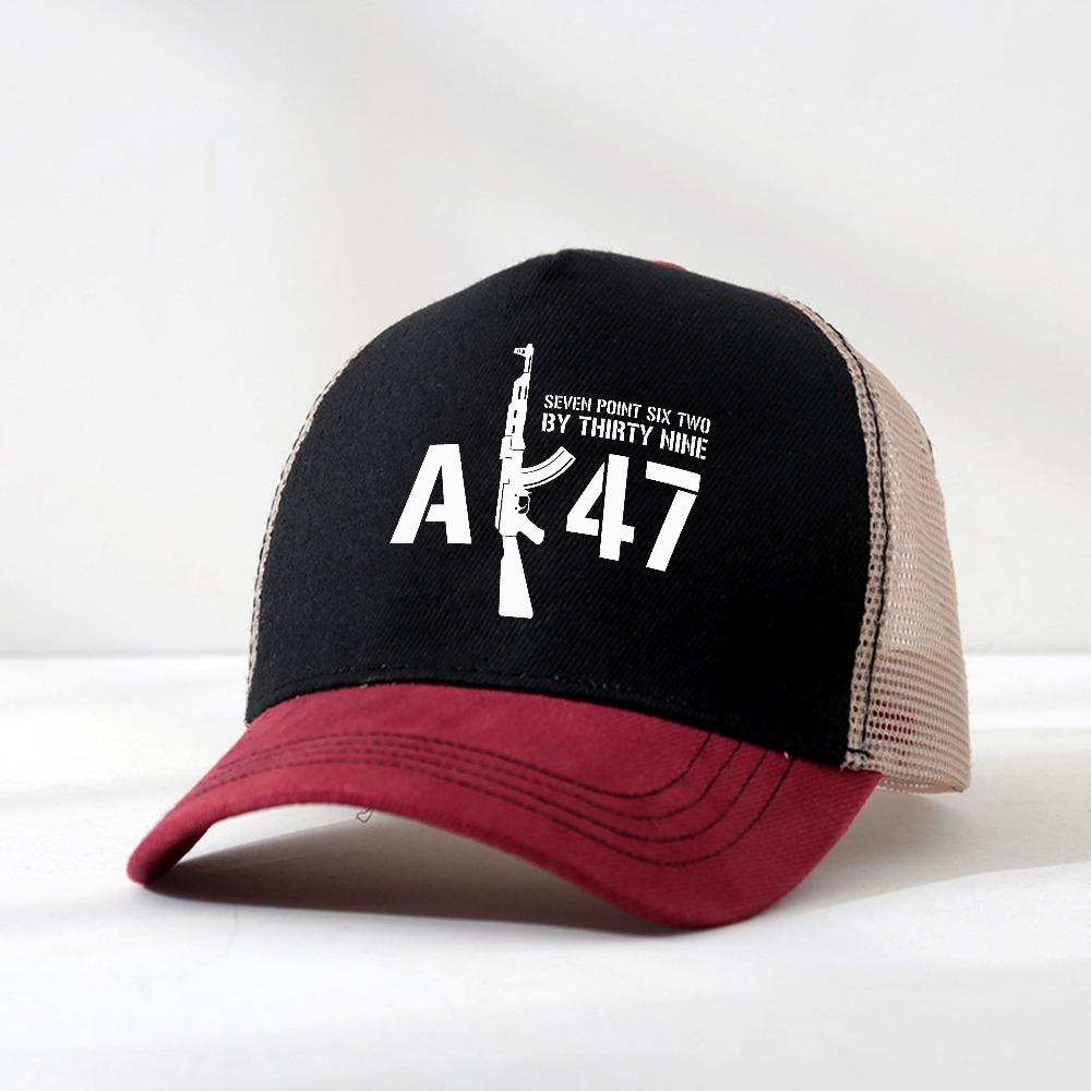 Ak 47 Print Baseball Hats Hip Hop Breathable Sunshade Mesh Versatile Street Snapback Hats Trucker Caps Man Tactics Hat