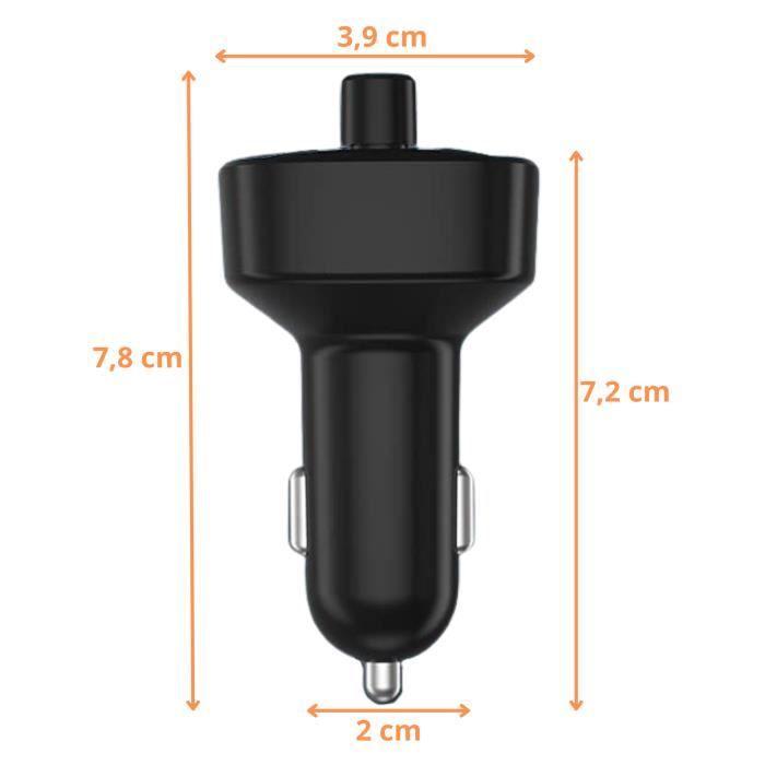 Bluetooth 5.0 FM Transmitter - Phonillico - Radio Adapter - 2 USB Ports - Hands-Free - Black