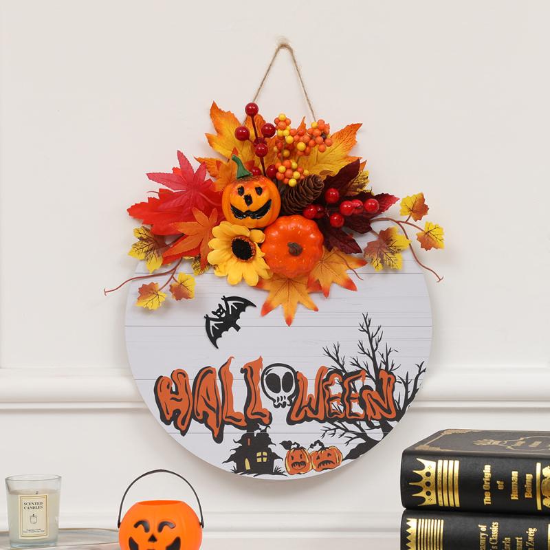 Listing Decoration Garland Halloween Simulation Pumpkin Maple Leaf Wall Hanging Scene Layout Door Pendant Decoration