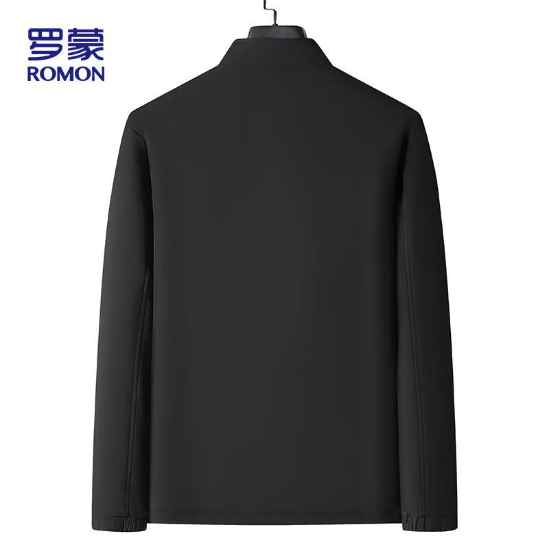 ROMON Men's Business Casual Stand Collar Fleece Lined Jacket