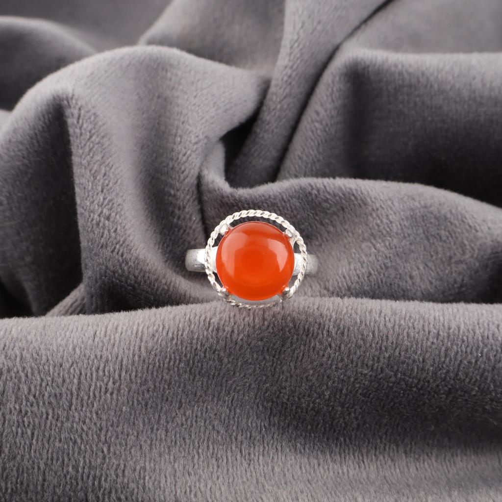 Cudowna biżuteria z karneolu, pierścionek ze srebra próby 925, ręcznie robiony piękny srebrny pierścionek na prezent ślubny