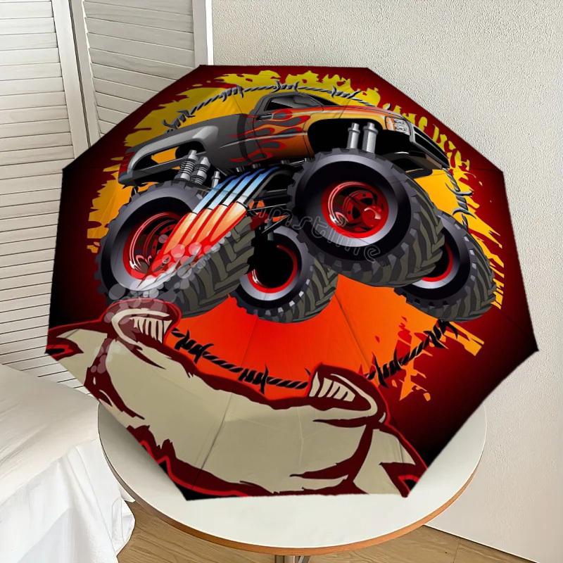 

1pc Monster Truck Adventure Umbrella with Plastic Handle,Suitable for All Seasons Home Travel Outdoor UmbrellaDD622
