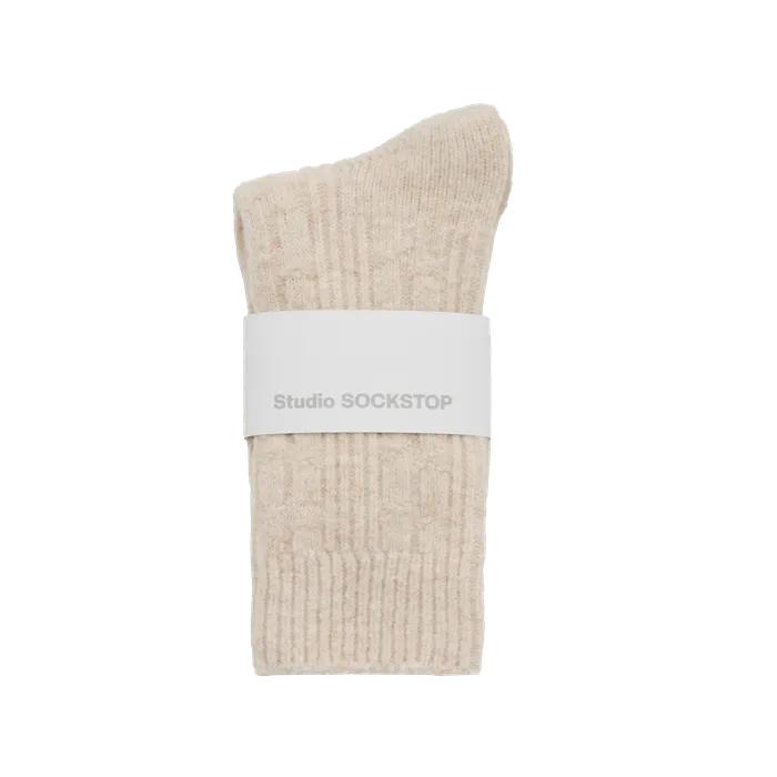Wool silk soft rib crew socks