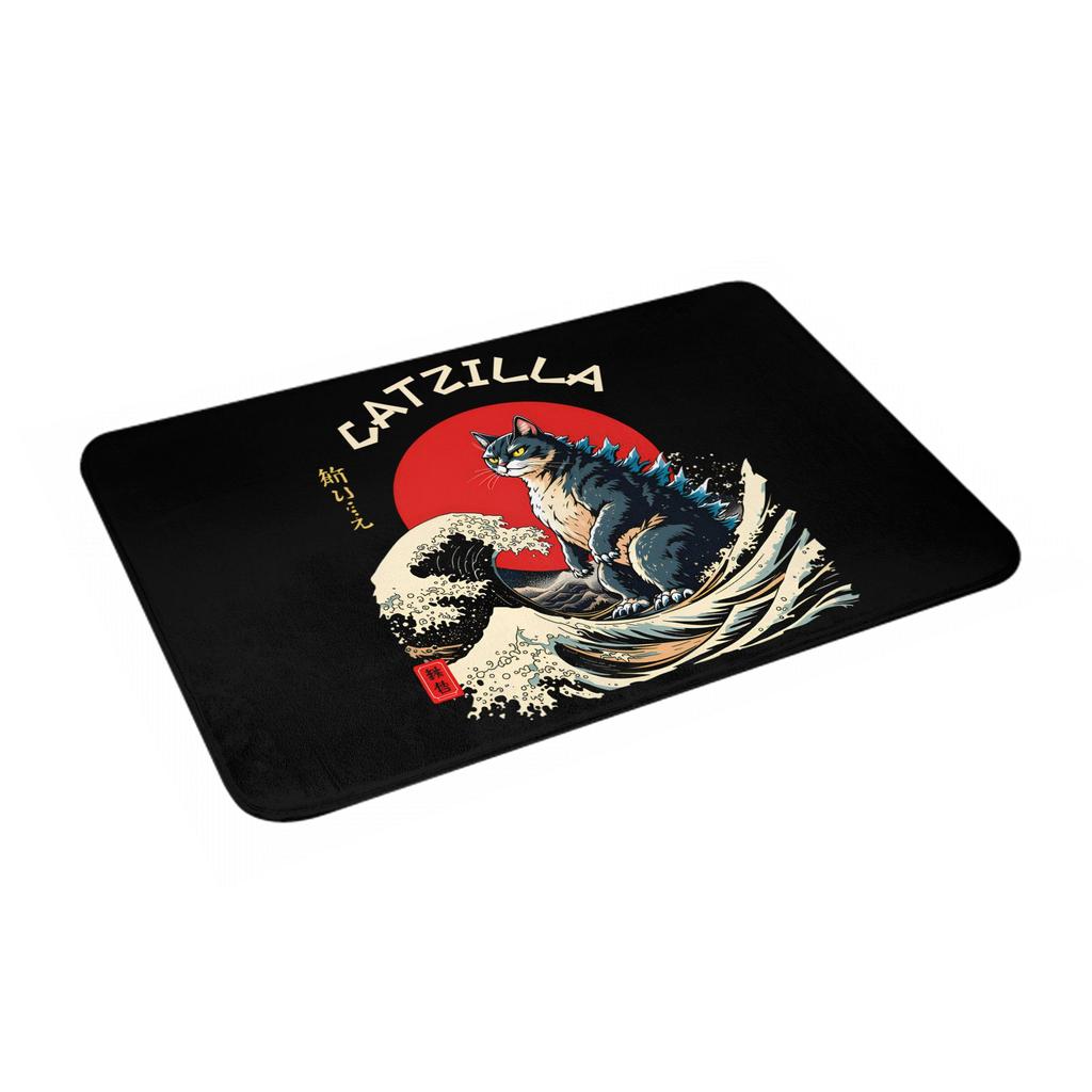 Funny Catzilla Cat Japanese Art Doormat Non-Slip Entrance Bath Kitchen Floor Door Mats  Bedroom Balcony Rug Carpet Footpad